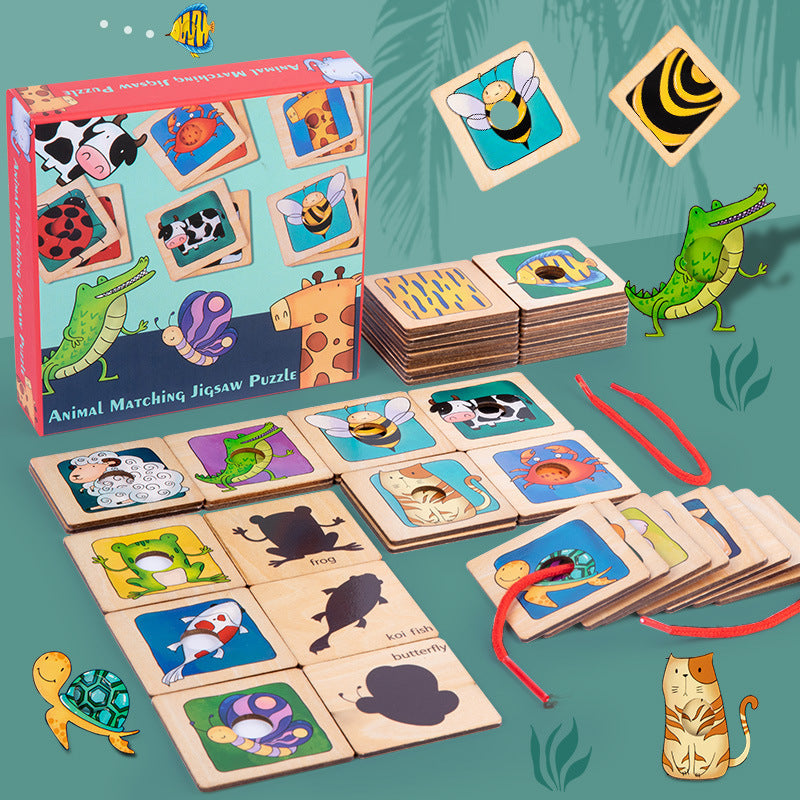 Wooden Animal Matching Puzzle Game